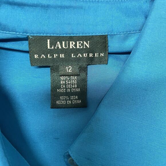 Lauren Ralph Lauren Pant sz 14 Top Sz 12 Two Piece Set 100% Silk Blue - Picture 2 of 6